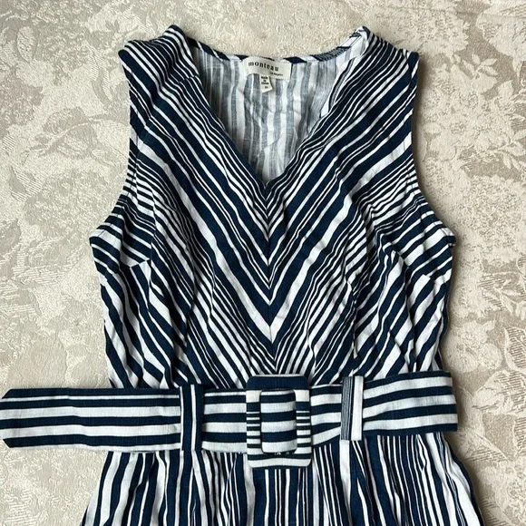 Monteau Dresses | Monteau Striped Rayon/Linen Dress | Color: Blue/White | Size: S | Oceanlover77's Closet Monteau Dresses | Monteau Striped Rayon/Linen Dress | Color: Blue/White | Size: S | Oceanlover77's Closet